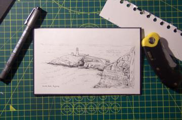 A quick pen sketch of South Stack Lighthouse, Anglesey