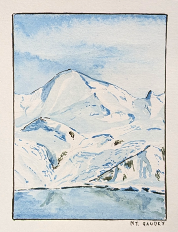 Looking across Ryder Bay to the imposing Mt Gaudry
