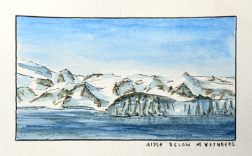 A curious spine-like ridge below Mt Veynberg, Antarctic Peninsula.